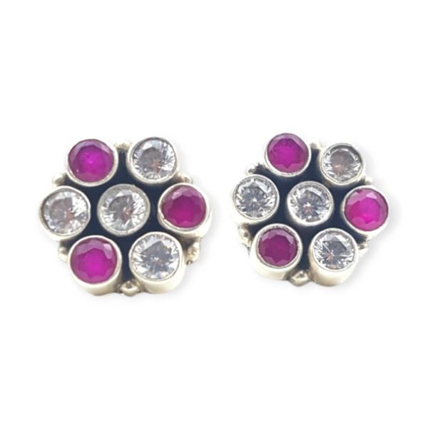 Elegant 925 Sterling Silver Tops for Ladies with Beautiful Pink and White Stone